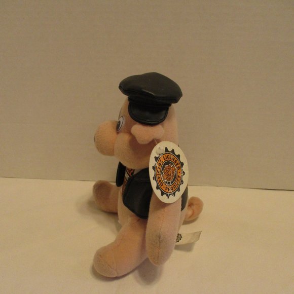 Harley Davidson NEW Vintage 1998 Black White Peach Graphic Motorcycle Plush Hog - Picture 4 of 9